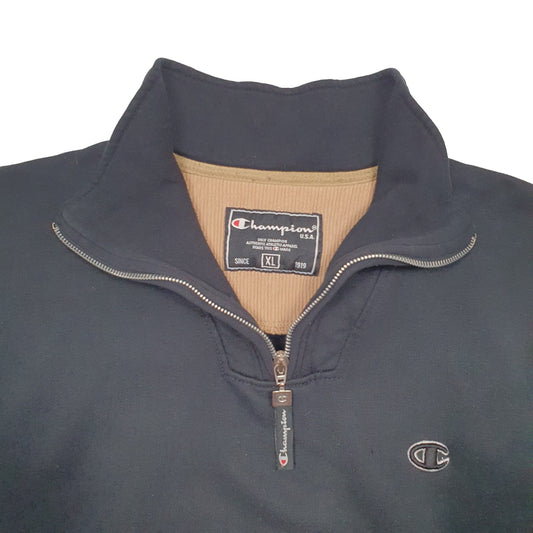 Mens Black Champion Quarter Zip Jumper