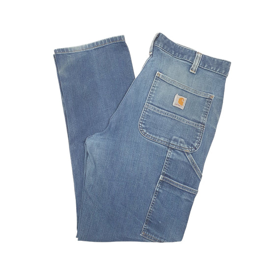 Mens Blue Carhartt Rugged Flex Double knee Carpenter JeansW34 L30
