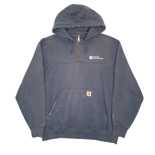 Mens Navy Carhartt Workwear Rain Defender Quarter Zip Hoodie Jumper
