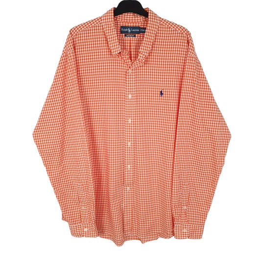 Ralph Lauren Long Sleeve Custom Fit Gingham Shirt Orange