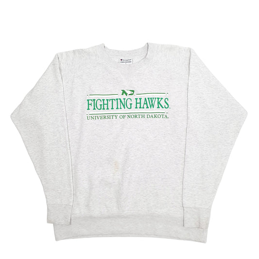 Mens Grey Champion USA College North Dakota Fighting Hawks Crewneck Jumper