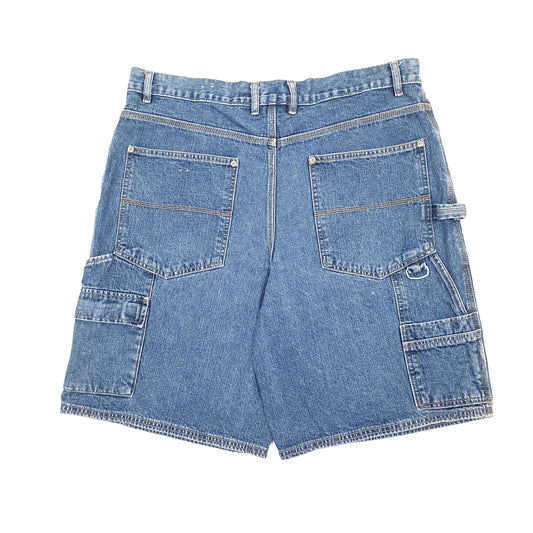 Mens Blue Faded Glory Cargo Carpenter Workwear Denim Shorts