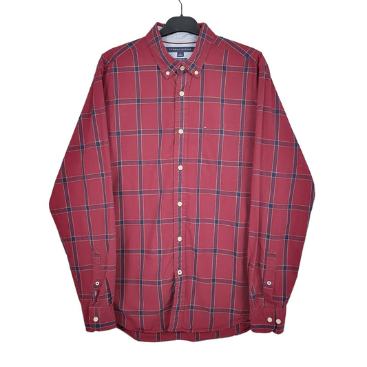 Tommy Hilfiger Long Sleeve Regular Fit Check Shirt Burgundy