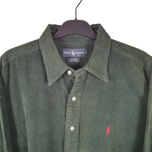 Ralph Lauren Corduroy Long Sleeve Blaire Fit Shirt Green