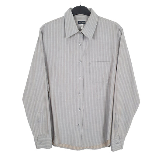 Armani Long Sleeve Regular Fit Striped Shirt Grey