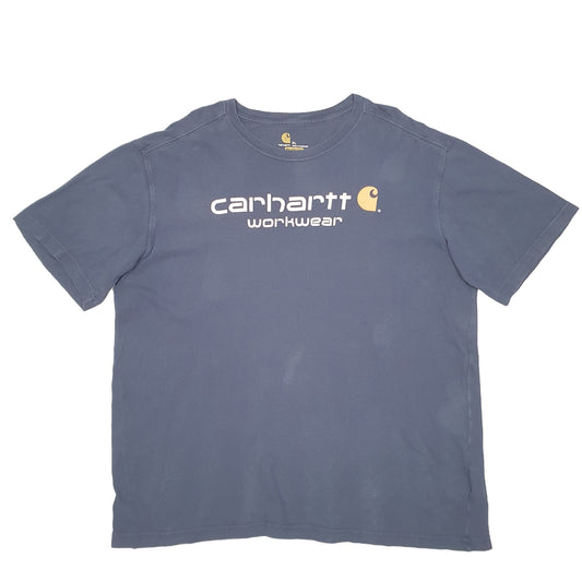 Mens Navy Carhartt Work Wear Spellout Short Sleeve T Shirt