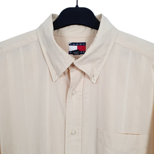 Mens Cream Tommy Hilfiger Long Sleeve Shirt