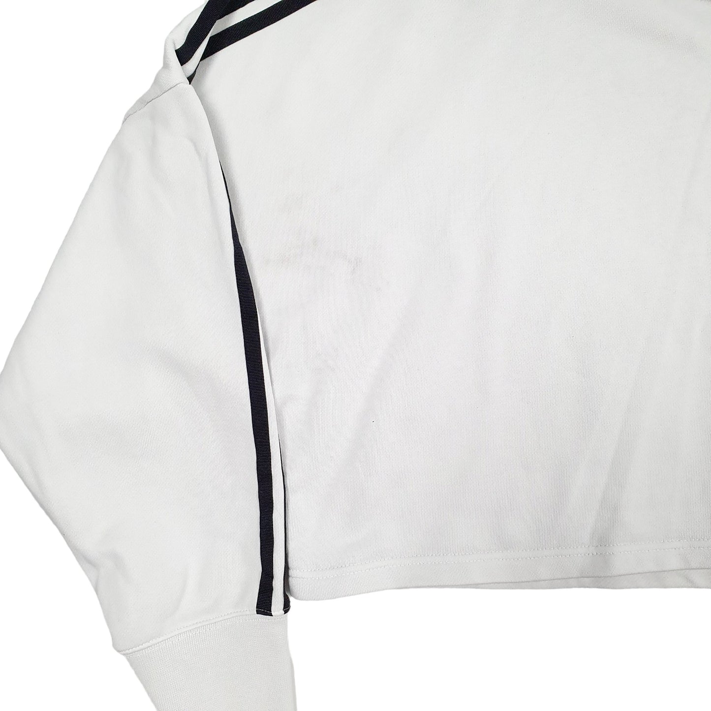 Womens White Adidas Crop Top Hoodie Jumper