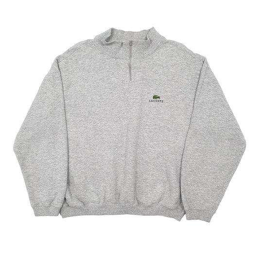 Mens Grey Lacoste Vintage Izod Spellout Quarter Zip Jumper