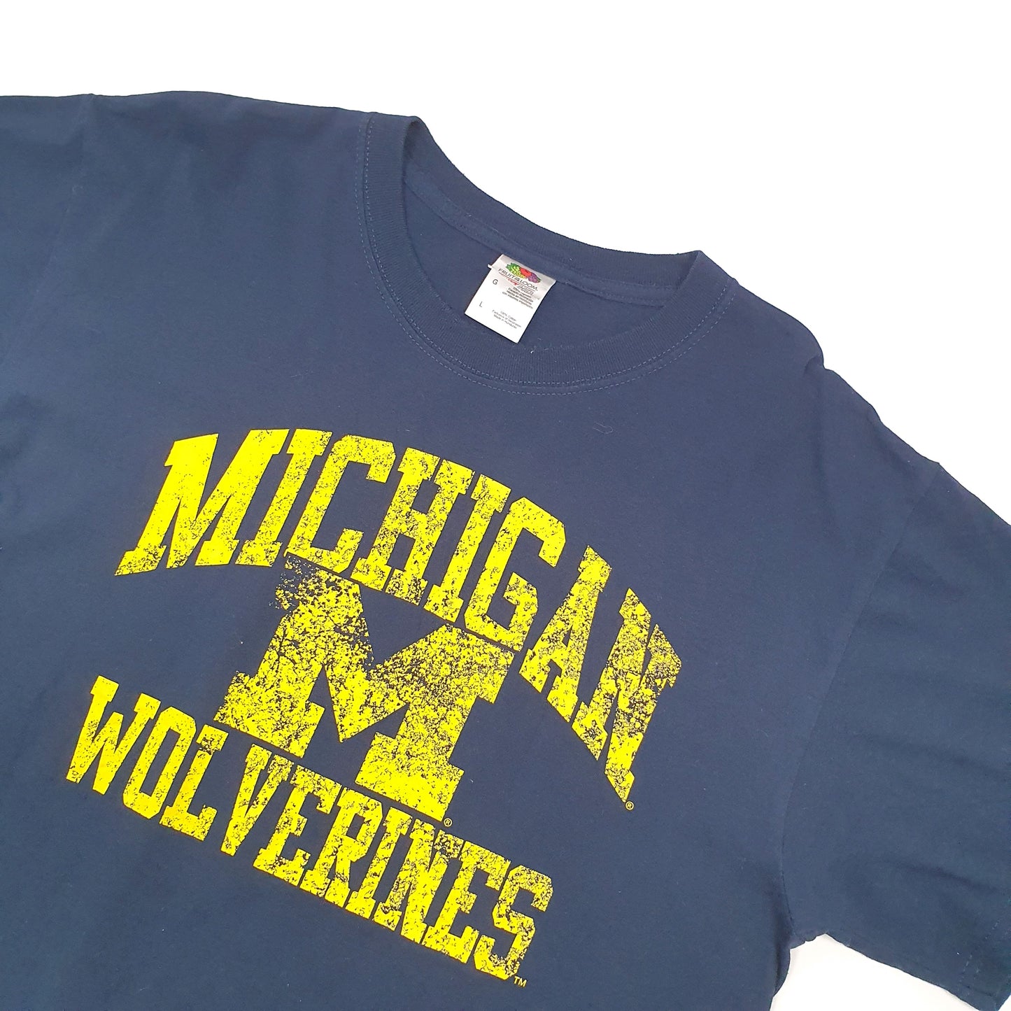 Fruit of the Loom USA Michigan Wolverines Short Sleeve T Shirt Navy