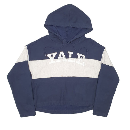 Womens Navy Champion Yale University Cropped Reverse Weave Hoodie Jumper