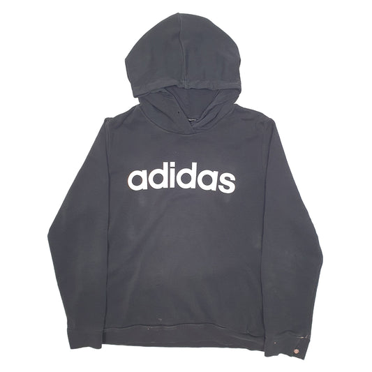 Womens Black Adidas Spellout Hoodie Jumper