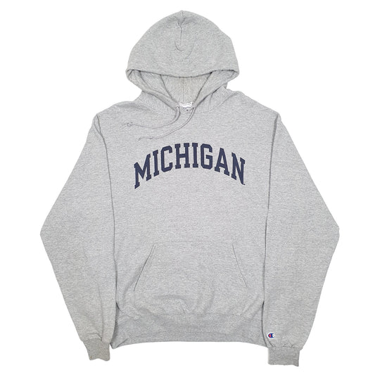 Mens Grey Champion USA College Michigan Hoodie Jumper
