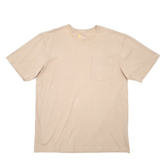 Mens Tan Carhartt Pocket Work Wear Short Sleeve T Shirt