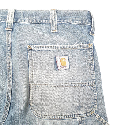 Mens Blue Carhartt Carpenter Bermuda Dungaree Denim Shorts