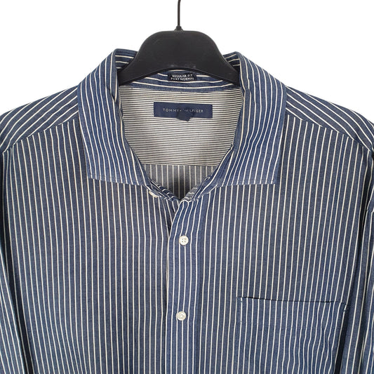 Tommy Hilfiger Long Sleeve Regular Fit Striped Shirt Navy