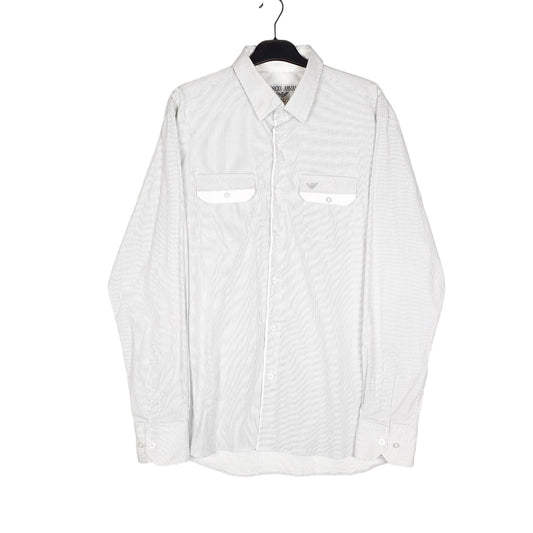 Georgio Armani Long Sleeve Regular Fit Striped Shirt Grey