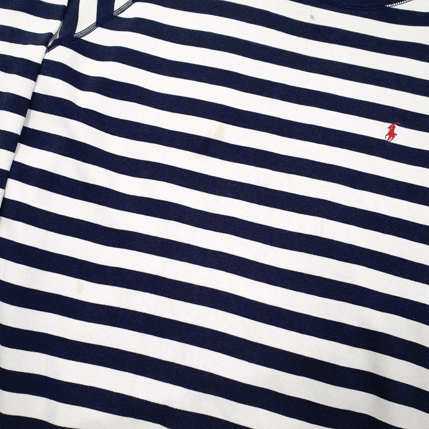 Mens Navy Polo Ralph Lauren Striped Crewneck Jumper