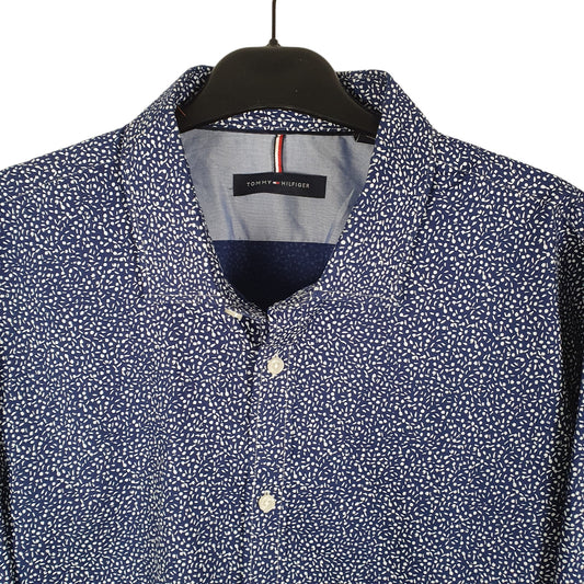 Tommy Hilfiger All Over Print Long Sleeve Regular Fit Shirt Navy