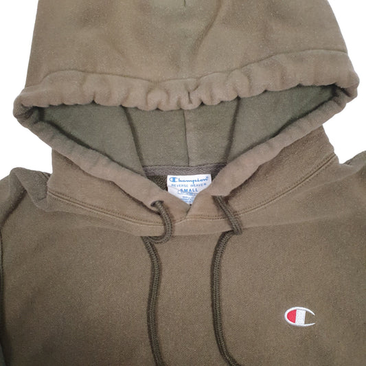 Mens Khaki Champion Reverse Weave Hoodie Jumper