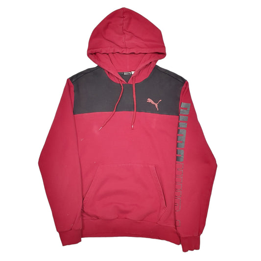 Mens Red Puma Spellout Hoodie Jumper