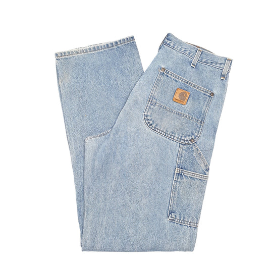 Mens Blue Carhartt Double Knee Riveted Made In USA Vintage 90s Carpenter JeansW36 L34