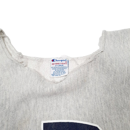 Womens Grey Champion Cut Off Cropped Reverse Weave Made In USA 90s Crewneck Jumper