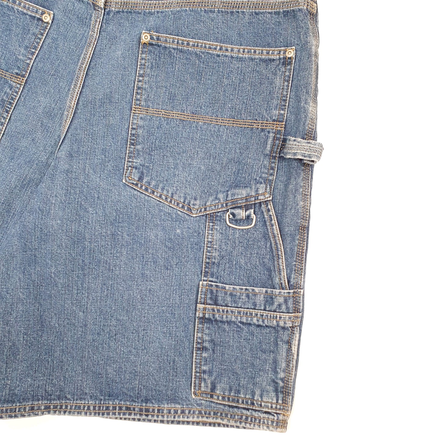 Mens Blue Faded Glory Cargo Carpenter Workwear Denim Shorts