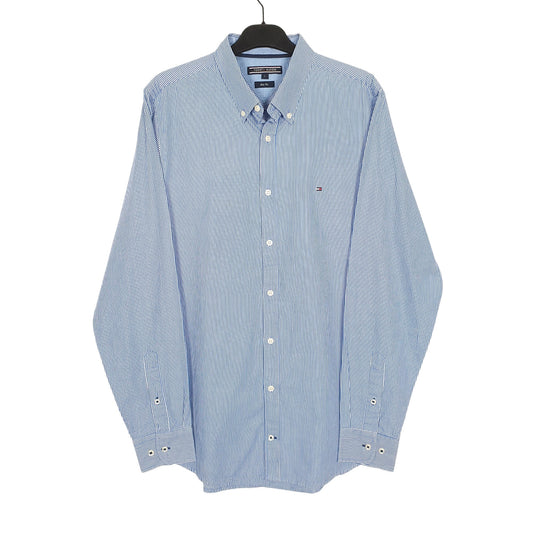 Tommy Hilfiger Long Sleeve Slim Fit Striped Shirt Blue