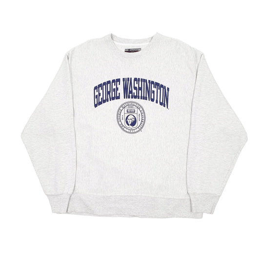 Mens Grey Champion Reverse Weave George Washington University Crewneck Jumper
