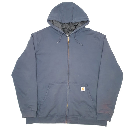Mens Navy Carhartt Thermal Lined Hoodie Full Zip Jumper