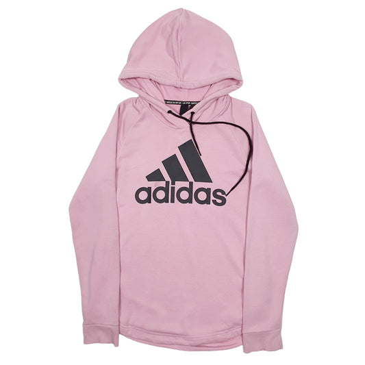 Womens Pink Adidas Spellout Hoodie Jumper