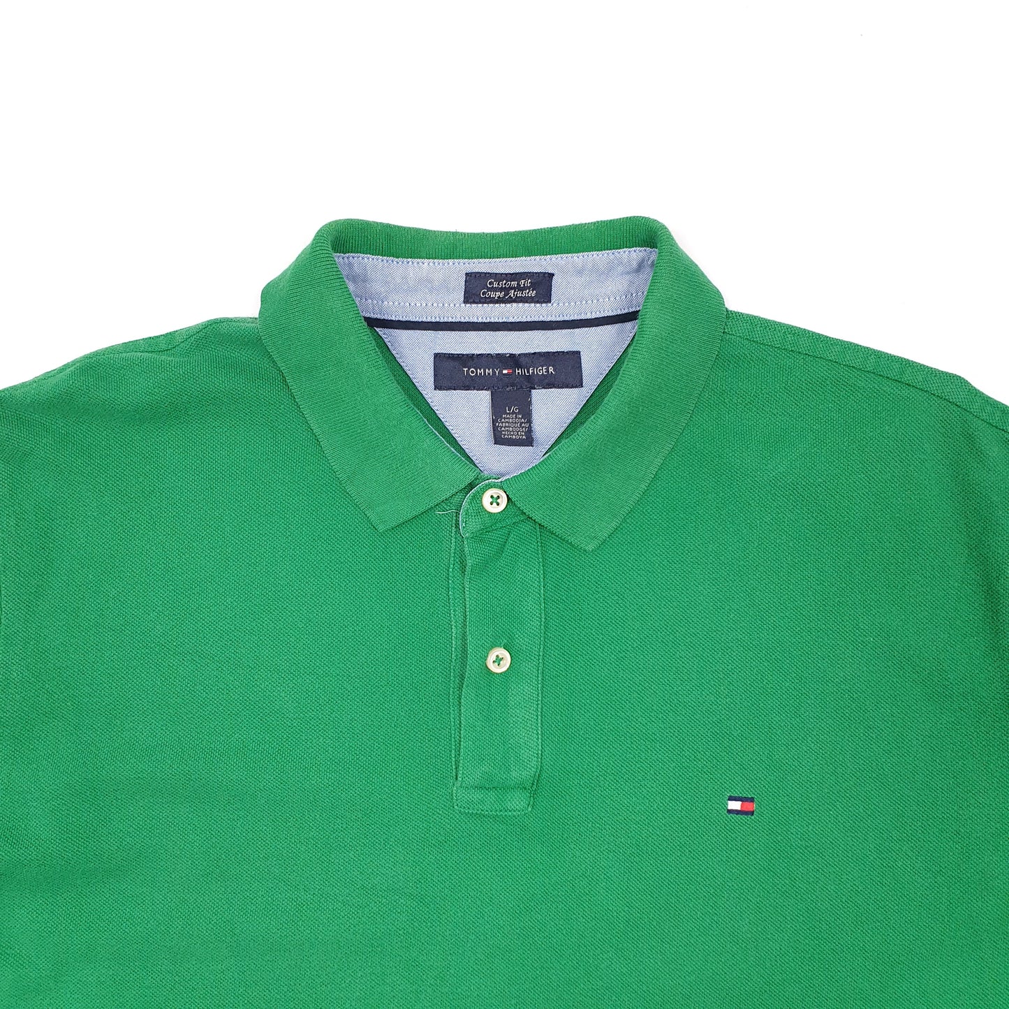 Mens Green Tommy Hilfiger Custom Fit Short Sleeve Polo Shirt