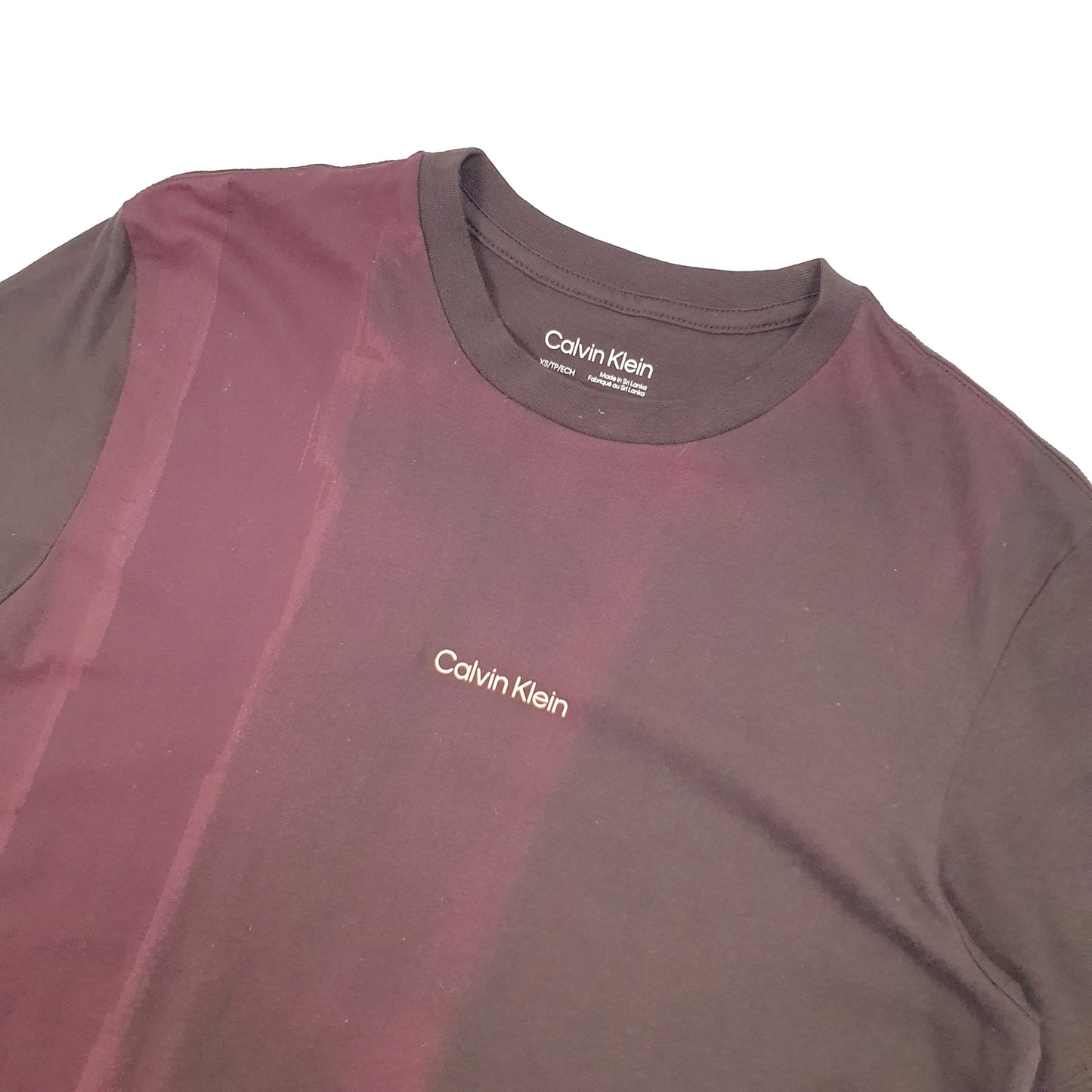 Calvin Klein Spellout Short Sleeve T Shirt Burgundy