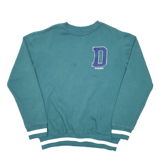Mens Green Dickies Letterman Work Wear Crewneck Jumper