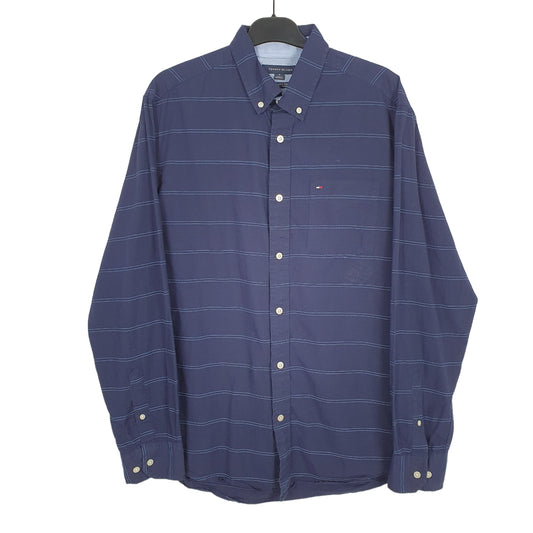 Tommy Hilfiger Long Sleeve Classic Fit Pinstripe Shirt Blue