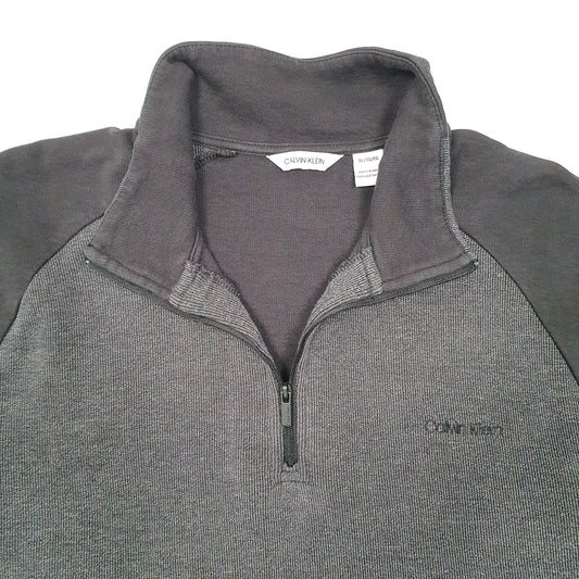 Mens Grey Calvin Klein Quarter Zip Jumper