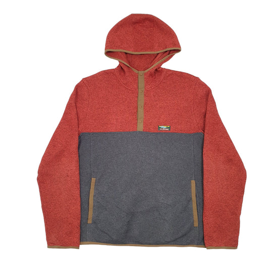 L.L.Bean Hooded vintage Quarter Zip Fleece L Red