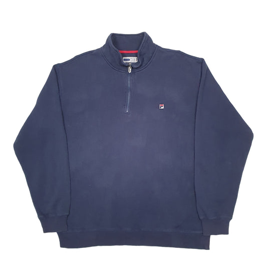 Mens Navy Fila Quarter Zip Jumper