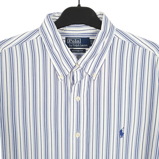 Ralph Lauren Short Sleeve Custom Fit Pinstripe Shirt Blue