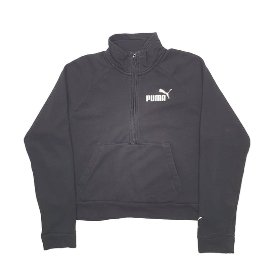 Womens Black Puma Quarter Zip Jumper