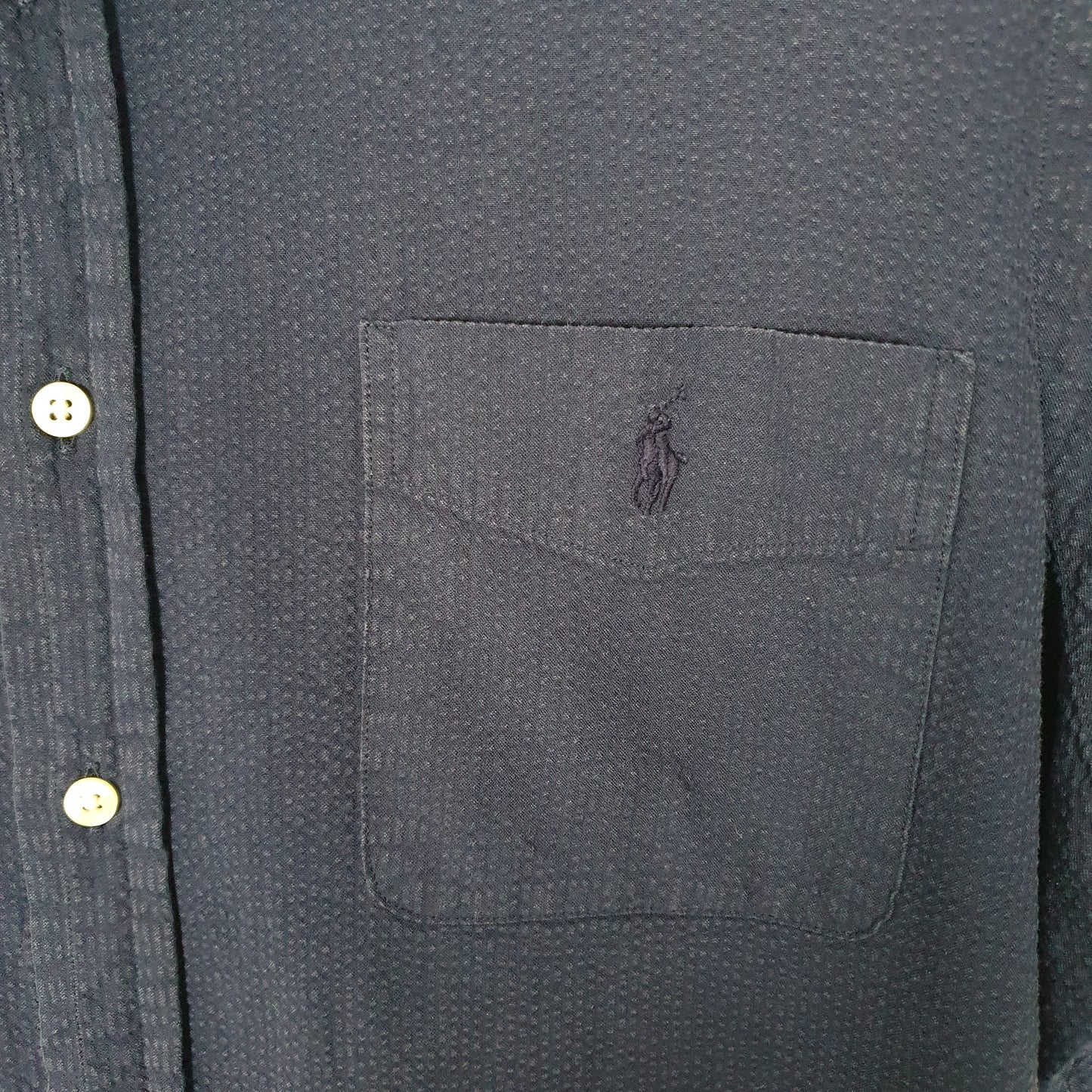 Ralph Lauren Seersucker Short Sleeve Regular Fit Shirt Navy