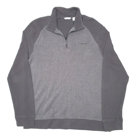 Mens Grey Calvin Klein Quarter Zip Jumper