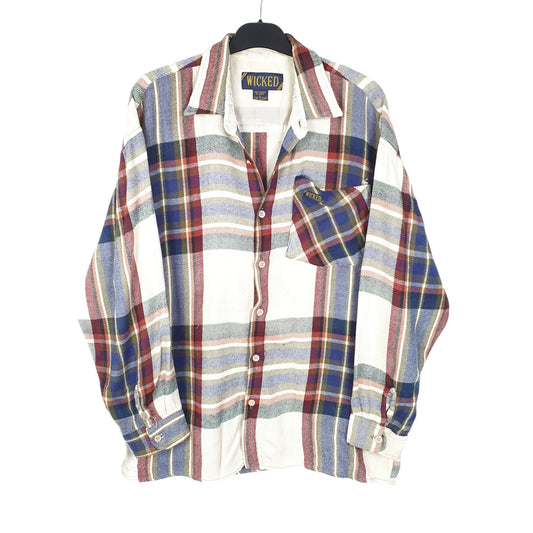 Wicked Flannel Shacket Long Sleeve Regular Fit Check Polyester Shirt Beige