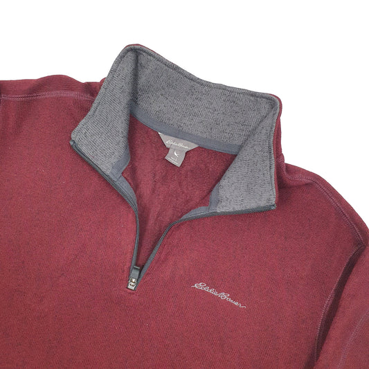 Eddie Bauer Quarter Zip Fleece L Burgundy