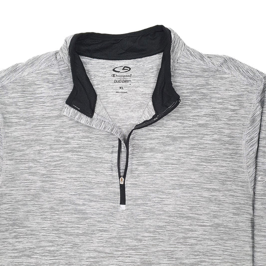 Mens Grey Champion Duo Dry Activewear Running Quarter Zip Jumper