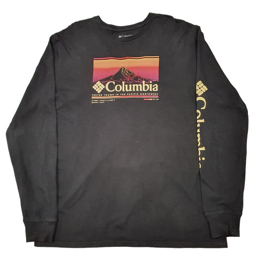 Mens Black Columbia Sportswear Pacific Northwest Mountain Long Sleeve T Shirt