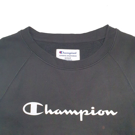 Mens Black Champion Crewneck Jumper