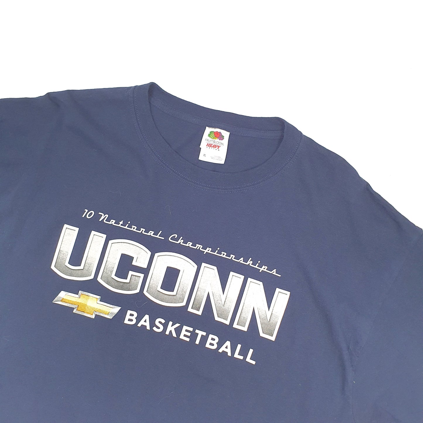 Fruit of the Loom USA UCONN Basketball Short Sleeve T Shirt Navy