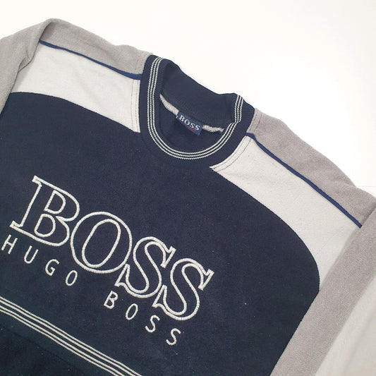 Hugo Boss Spellout Quarter Zip Fleece M Navy